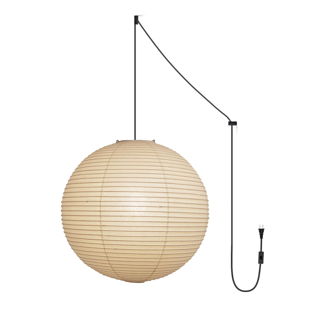 Japansk Papperspendant Swag Lampa (svart sladd)