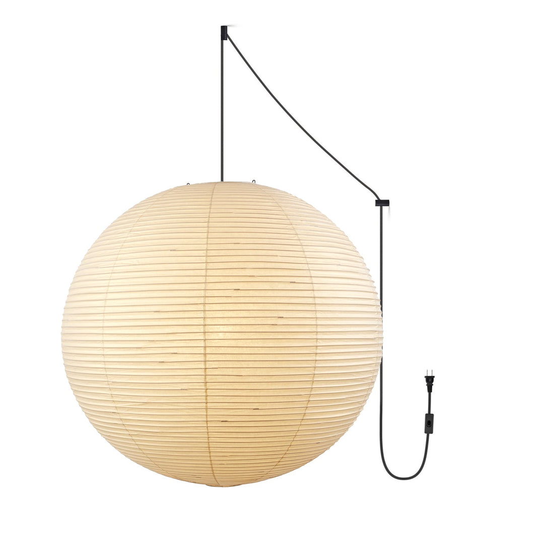 Japansk Papperspendant Swag Lampa (svart sladd)