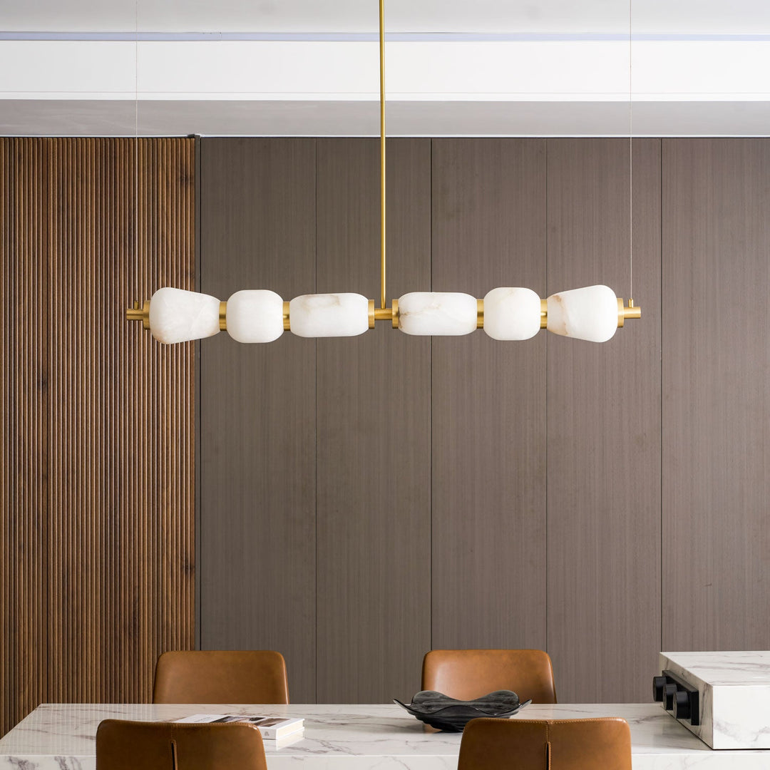Alabaster Pebble Linear Chandelier