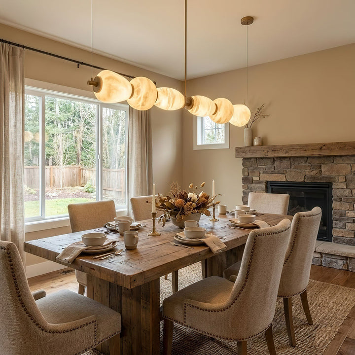 Alabaster Pebble Linear Chandelier