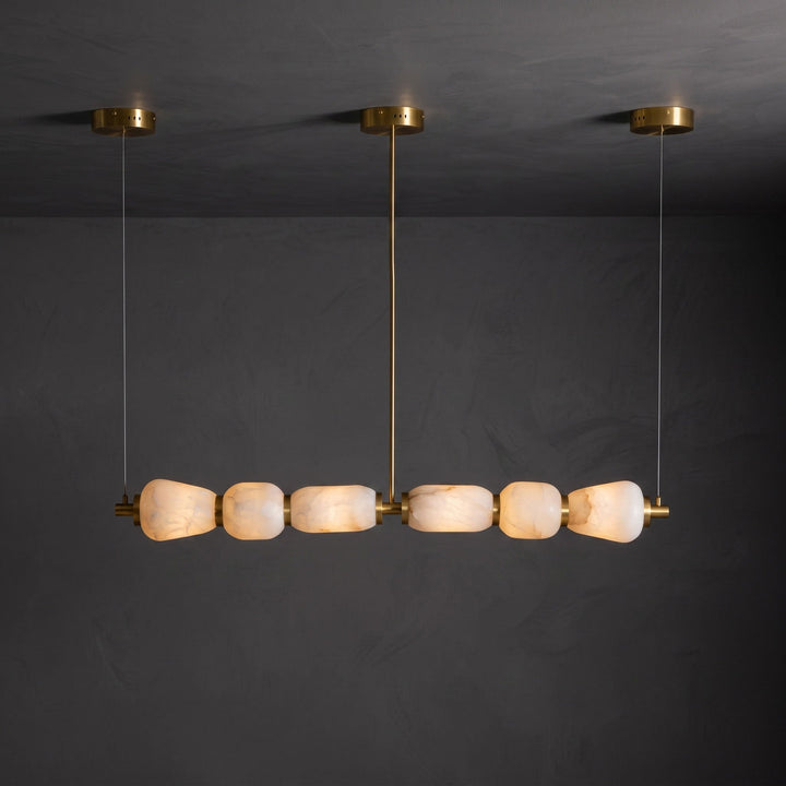 Alabaster Pebble Linear Chandelier