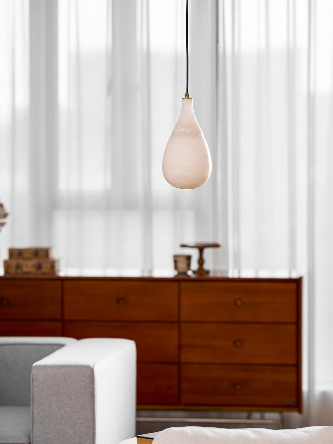 Alabaster Droppformad Pendellampa