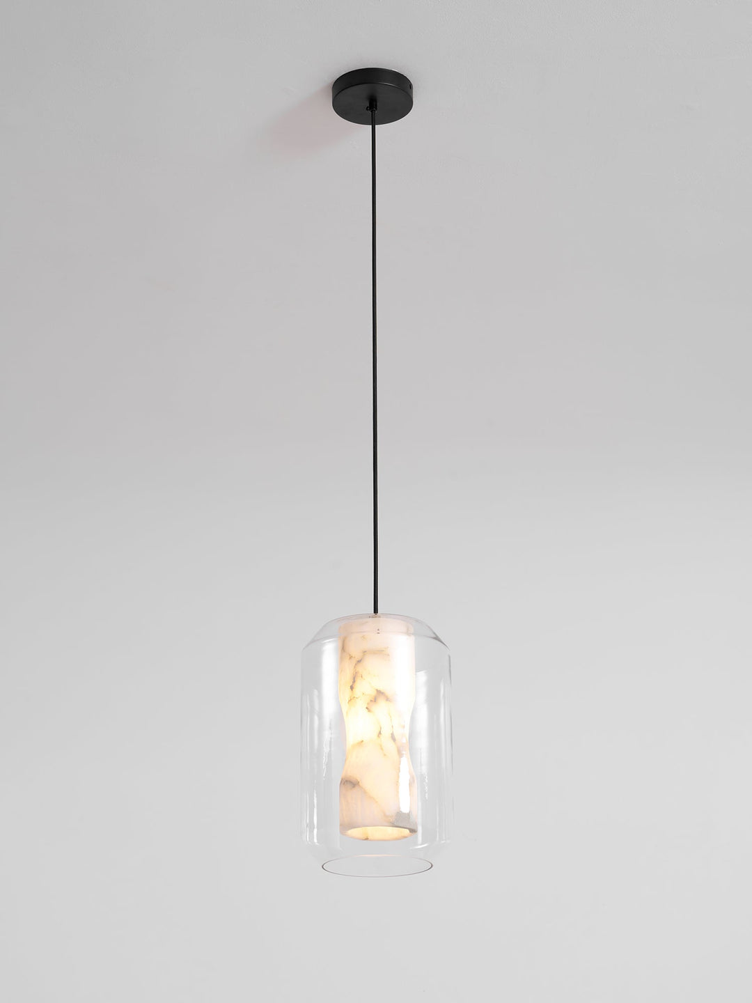 Alabaster Glas Cylinder Pendellampa