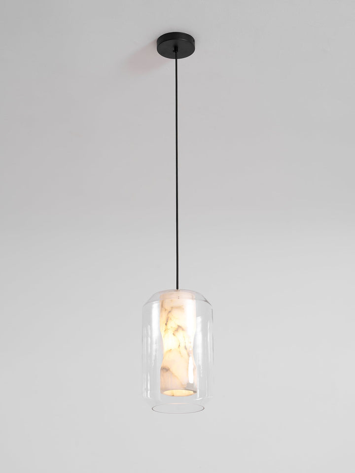 Alabaster Glas Cylinder Pendellampa