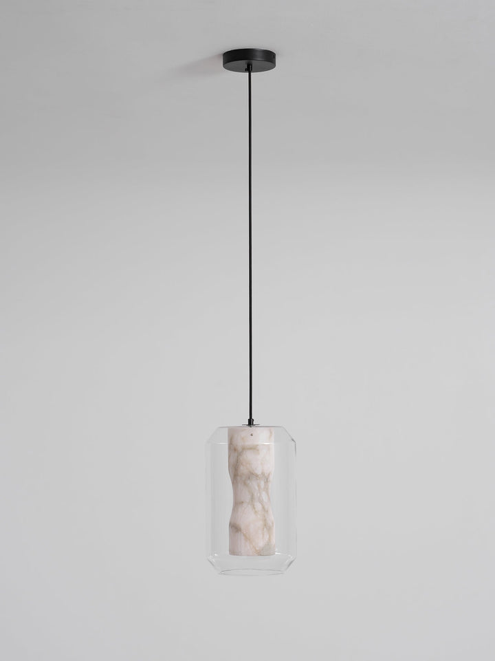 Alabaster Glas Cylinder Pendellampa