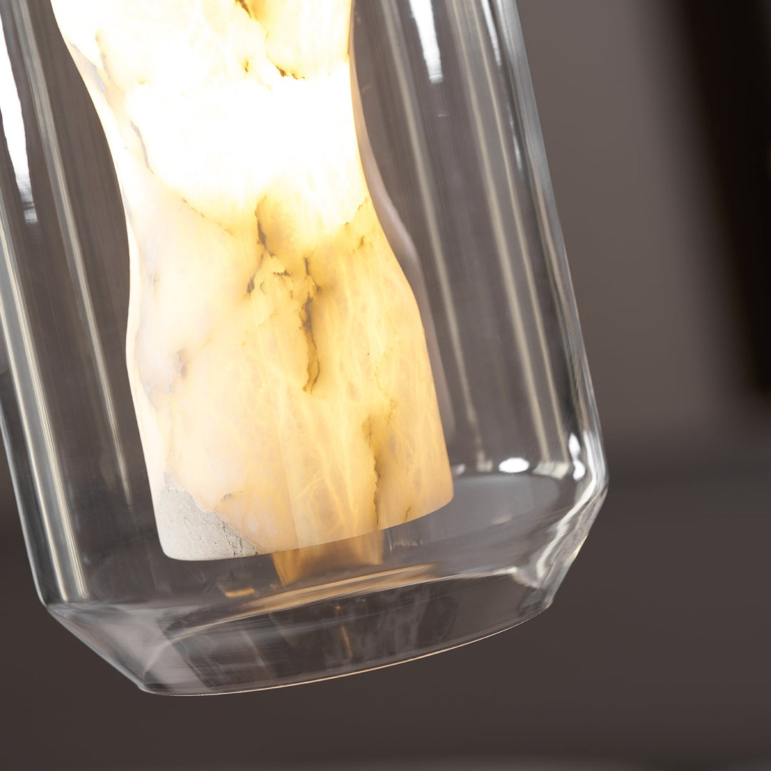 Alabaster Glas Cylinder Pendellampa