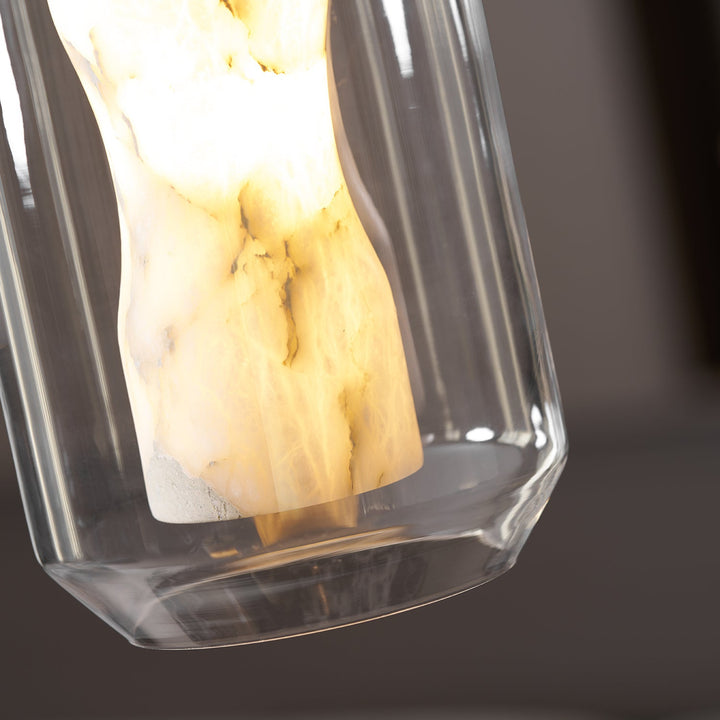 Alabaster Glas Cylinder Pendellampa