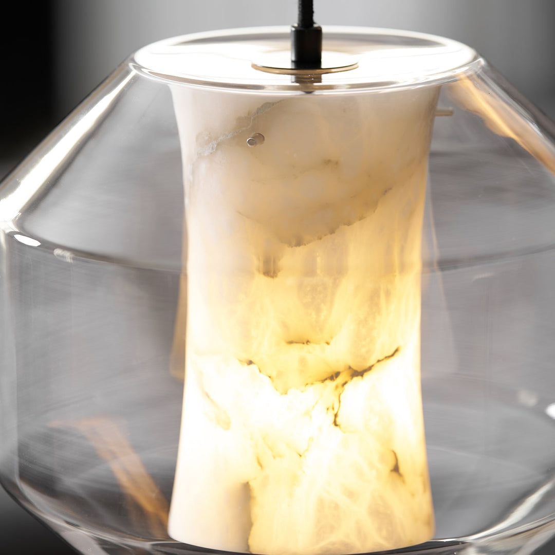 Alabaster Glas Cylinder Pendellampa