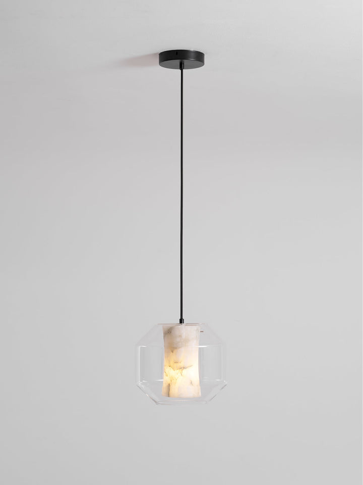 Alabaster Glas Cylinder Pendellampa