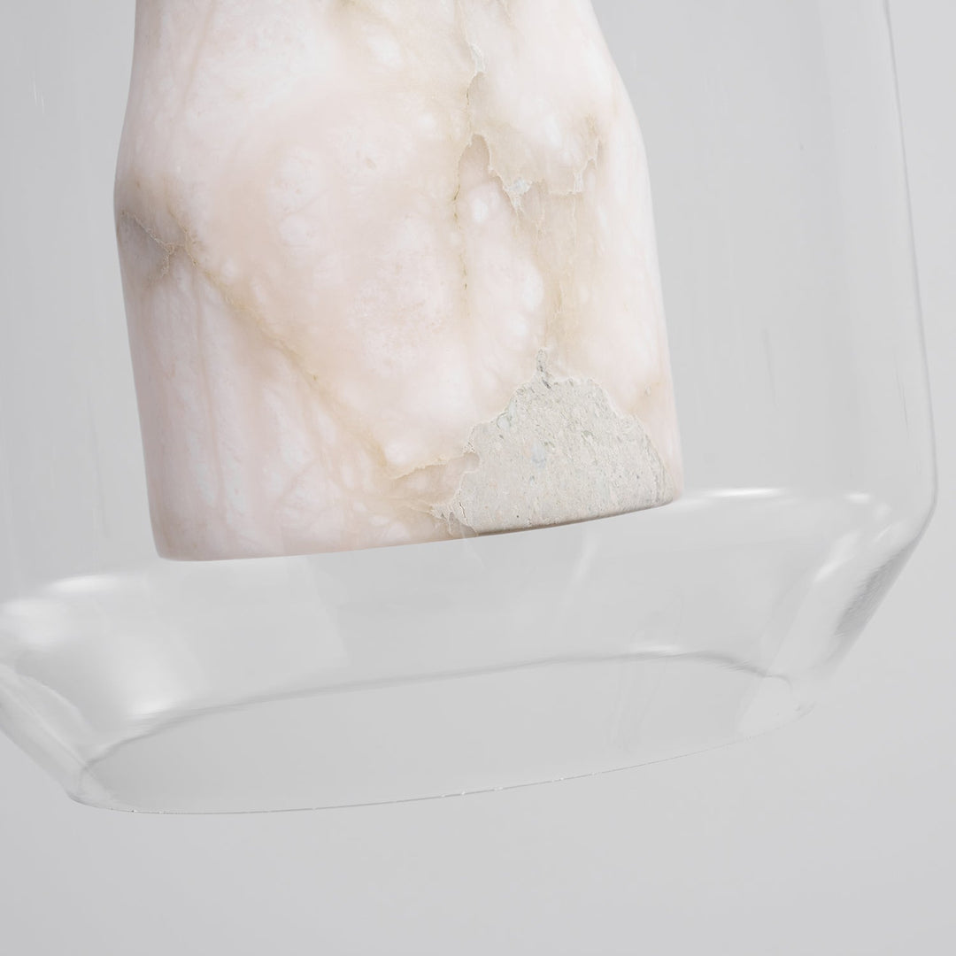 Alabaster Glas Cylinder Pendellampa