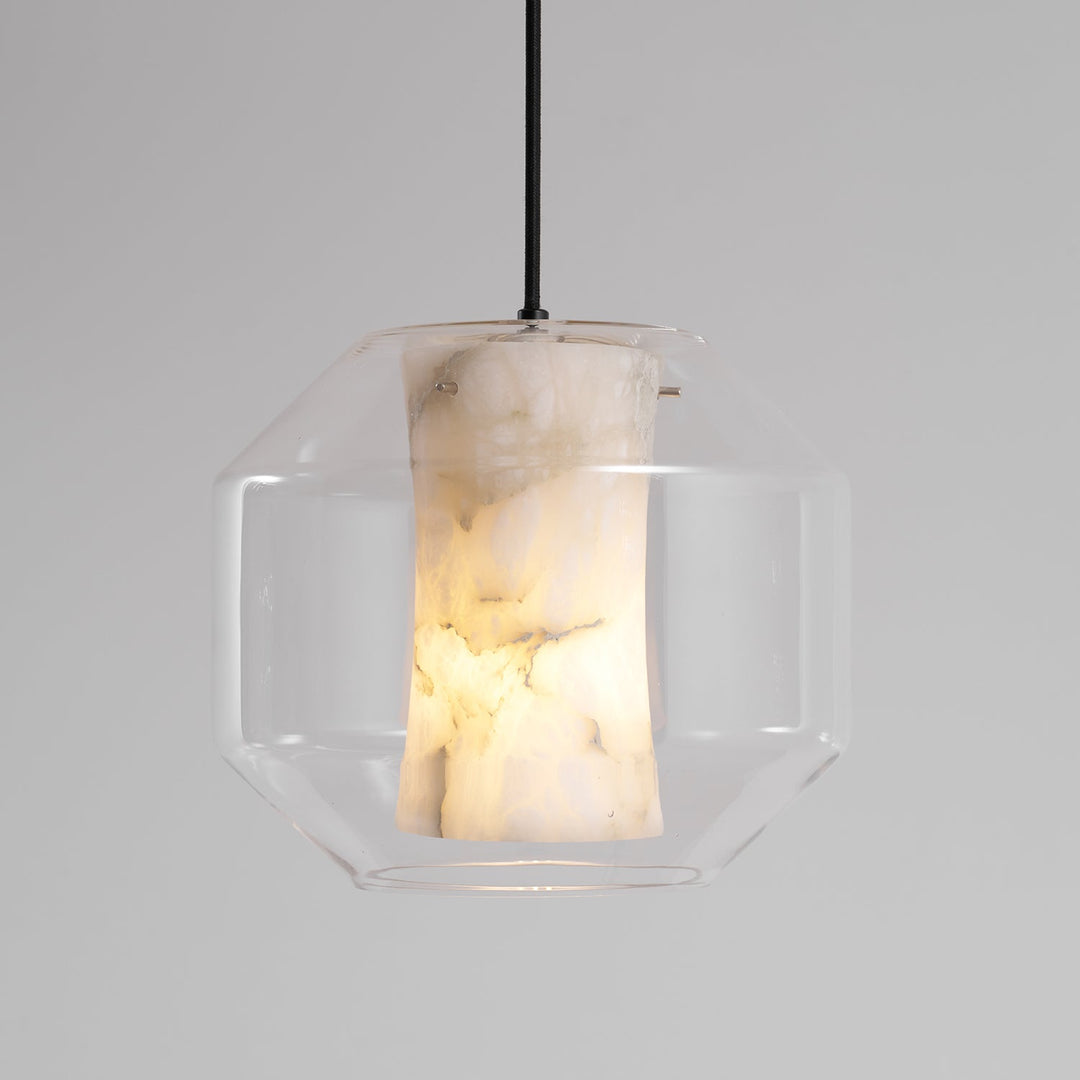 Alabaster Glas Cylinder Pendellampa