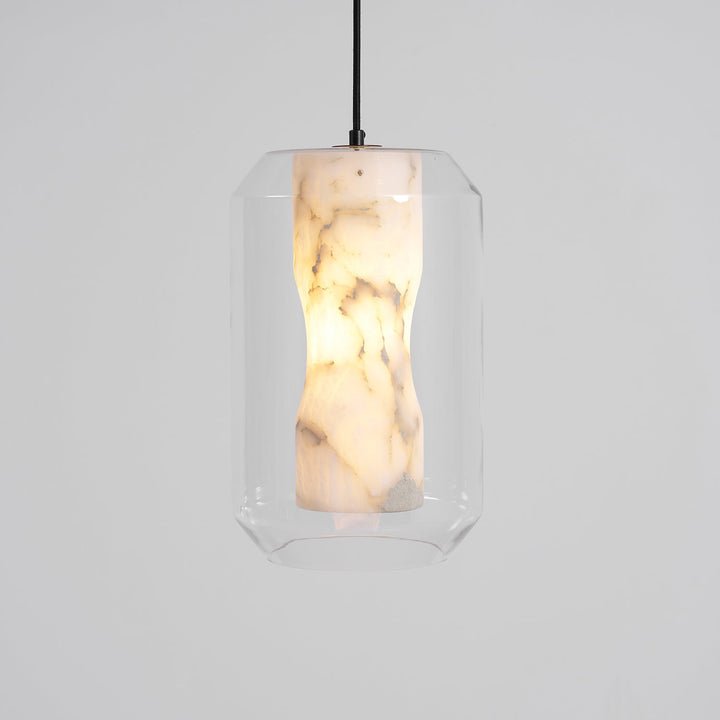 Alabaster Glas Cylinder Pendellampa