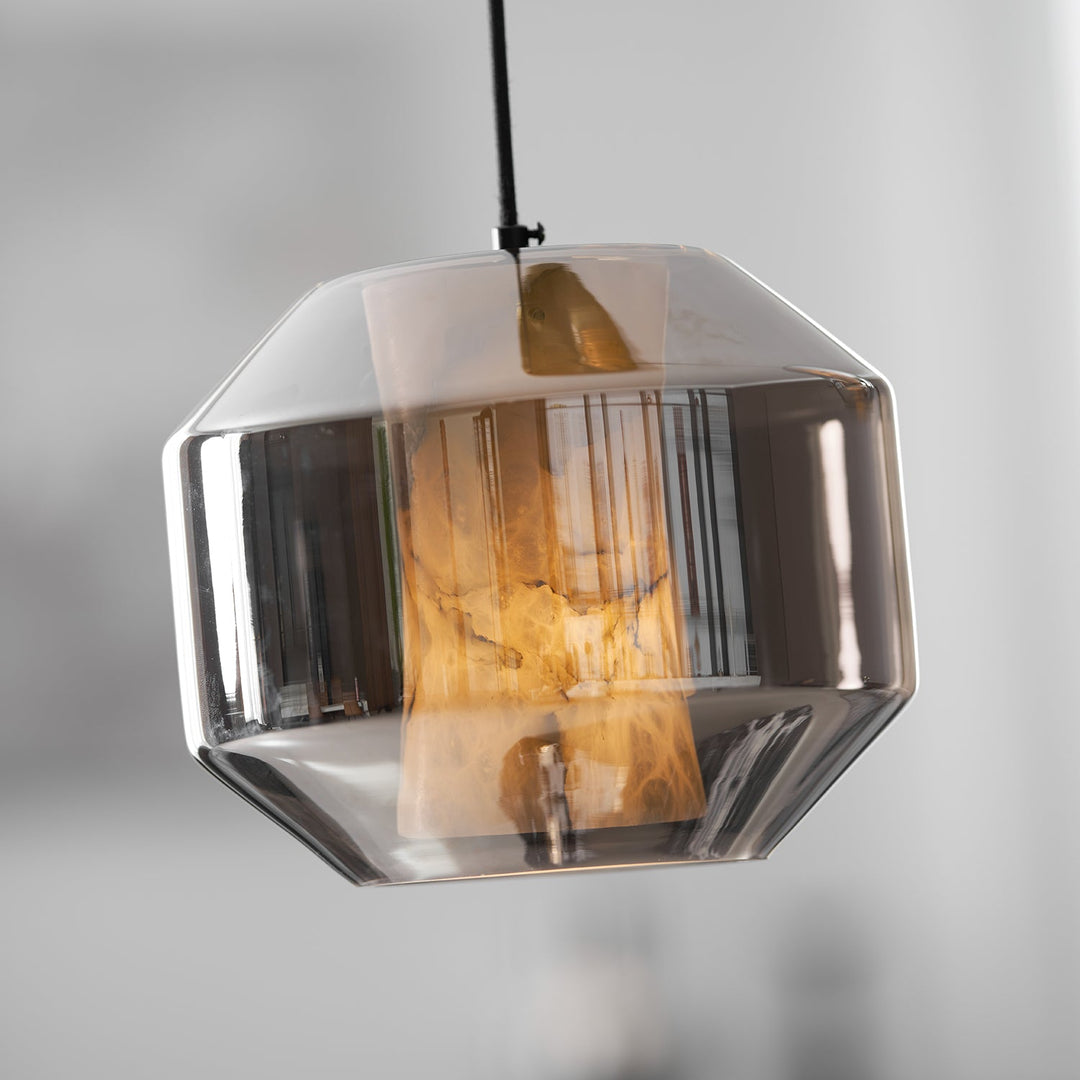 Alabaster Glas Cylinder Pendellampa