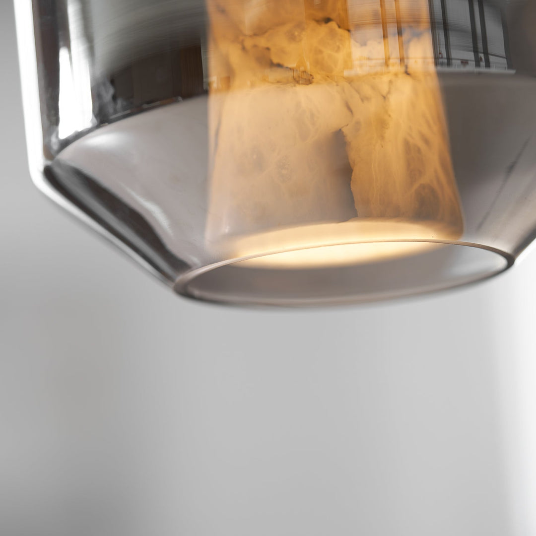 Alabaster Glas Cylinder Pendellampa