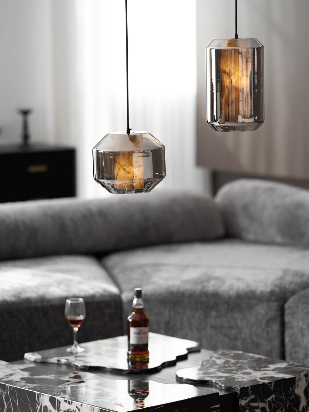 Alabaster Glas Cylinder Pendellampa