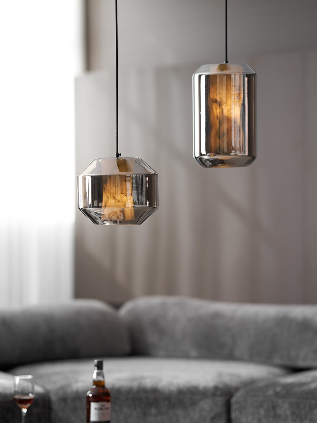 Alabaster Glas Cylinder Pendellampa