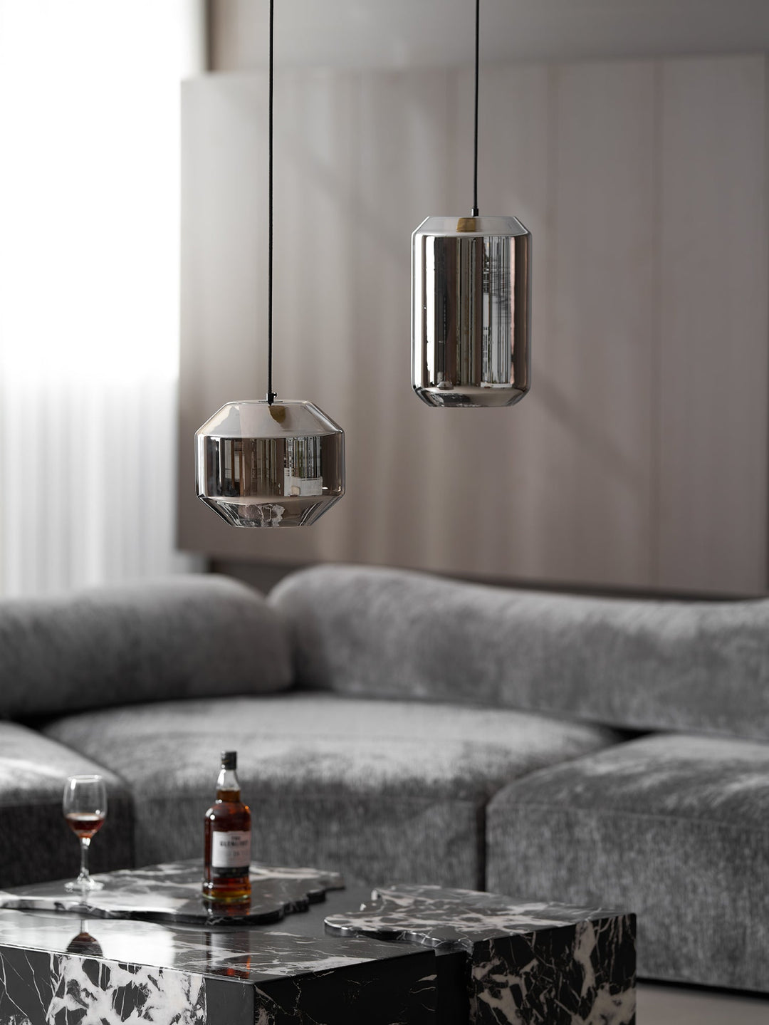 Alabaster Glas Cylinder Pendellampa
