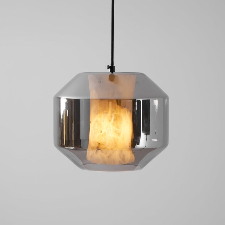 Alabaster Glas Cylinder Pendellampa