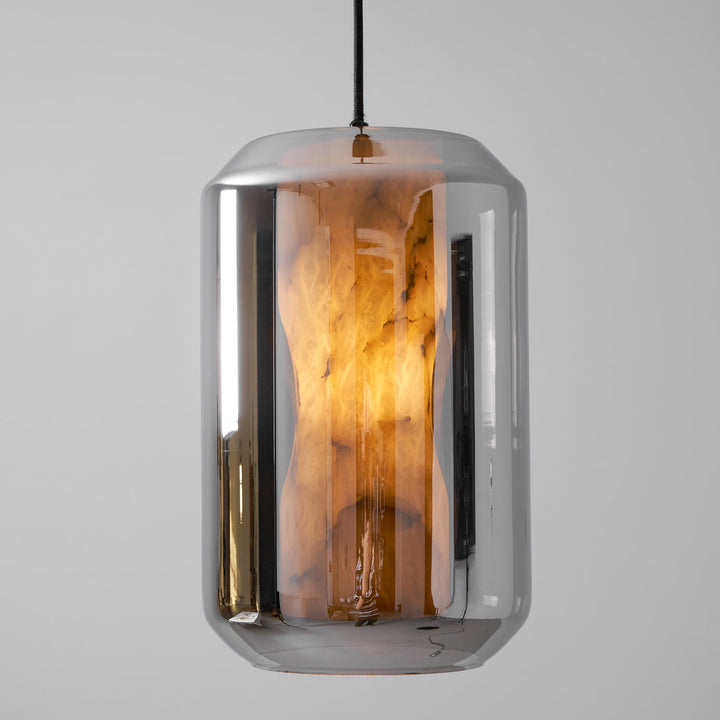 Alabaster Glas Cylinder Pendellampa