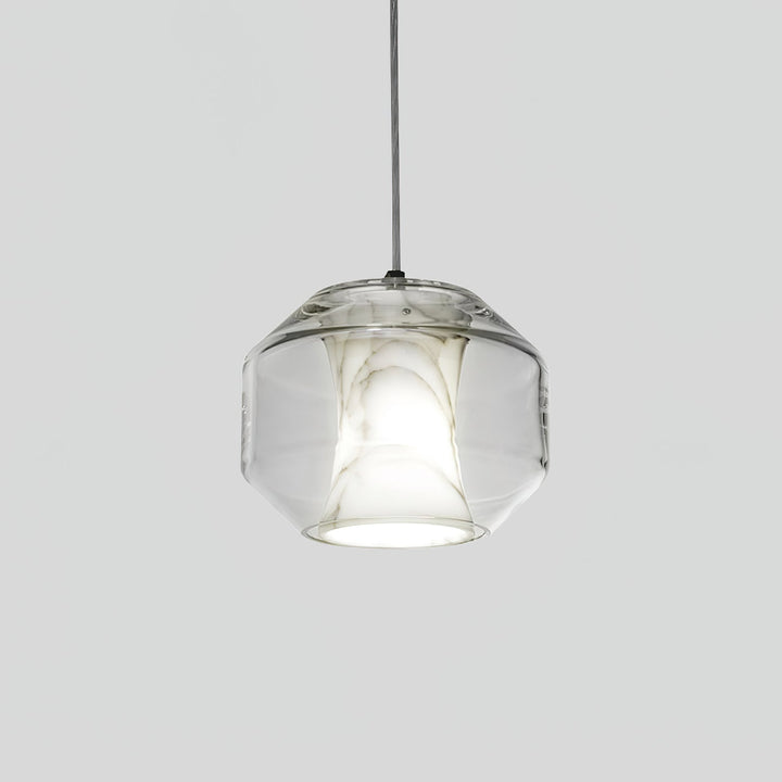 Alabaster Glas Cylinder Pendellampa