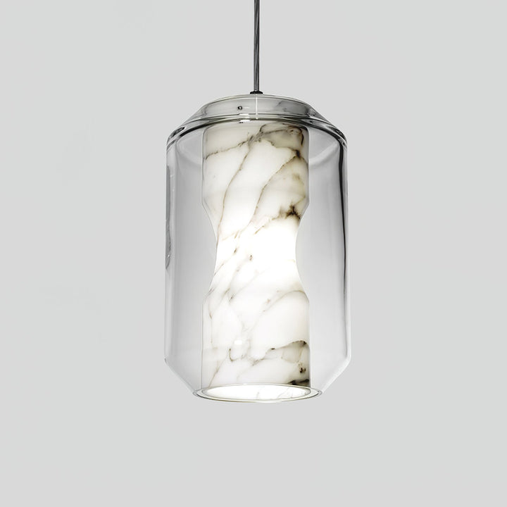 Alabaster Glas Cylinder Pendellampa