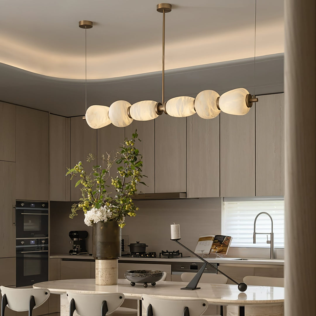 Alabaster Pebble Linear Chandelier