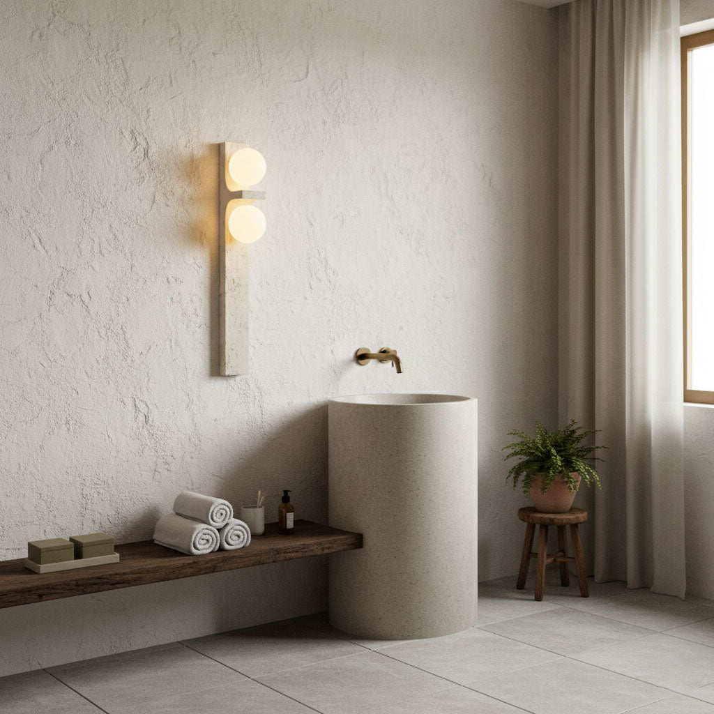 Asymmetrisk Travertin Vägglampa