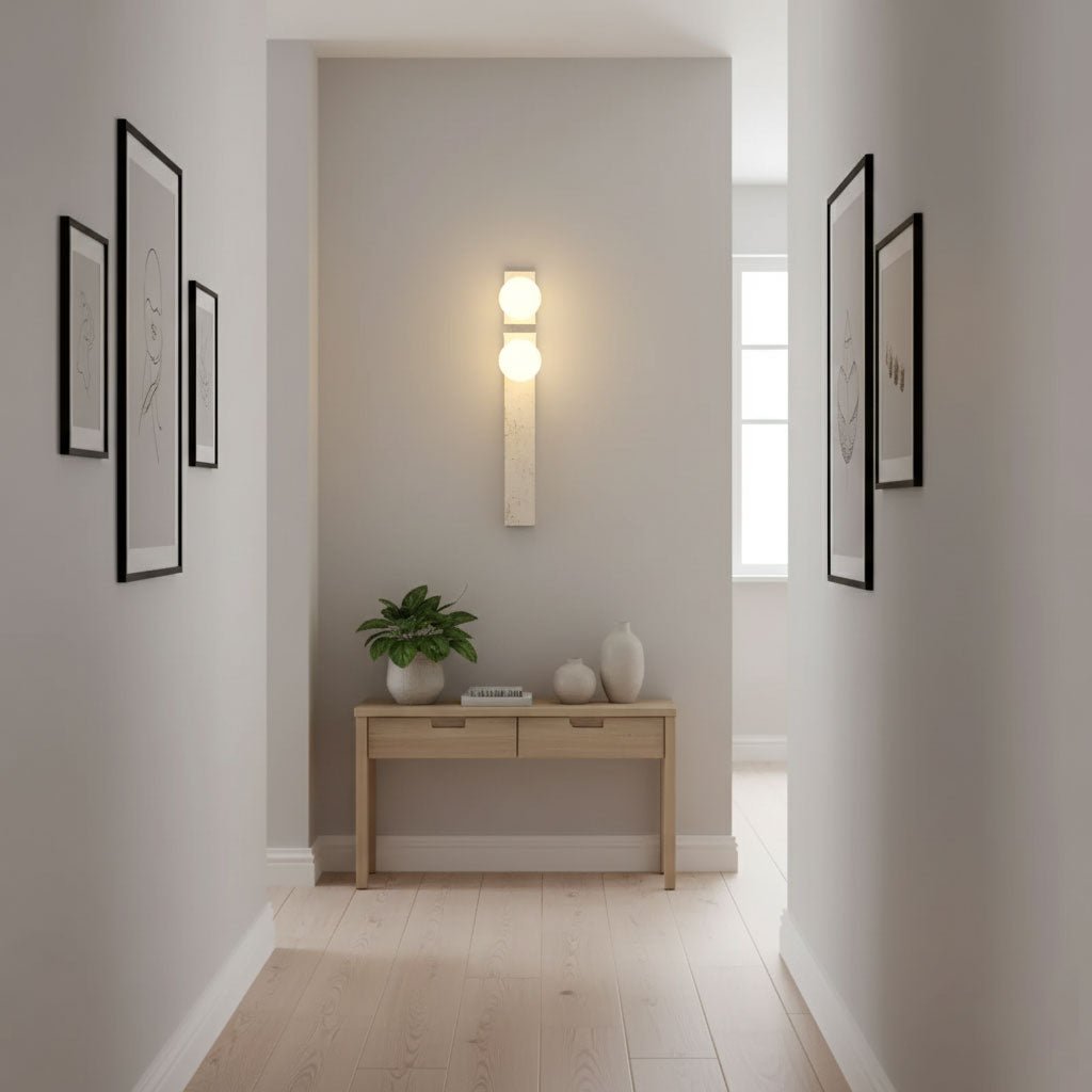 Asymmetrisk Travertin Vägglampa