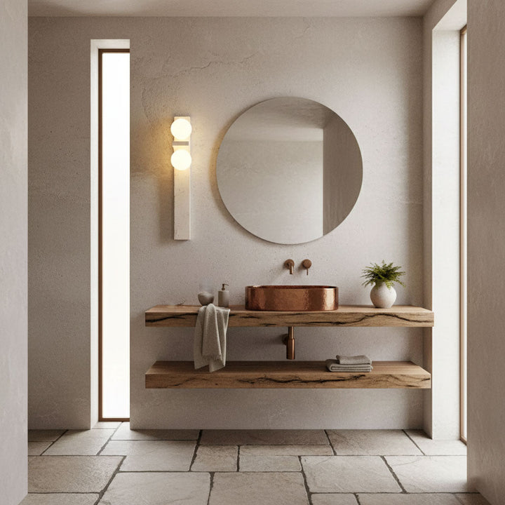 Asymmetrisk Travertin Vägglampa