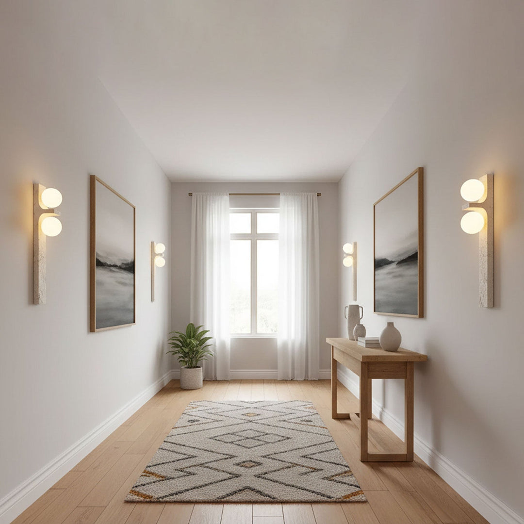 Asymmetrisk Travertin Vägglampa