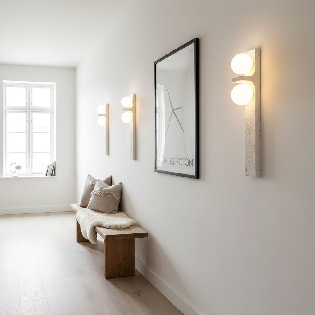 Asymmetrisk Travertin Vägglampa
