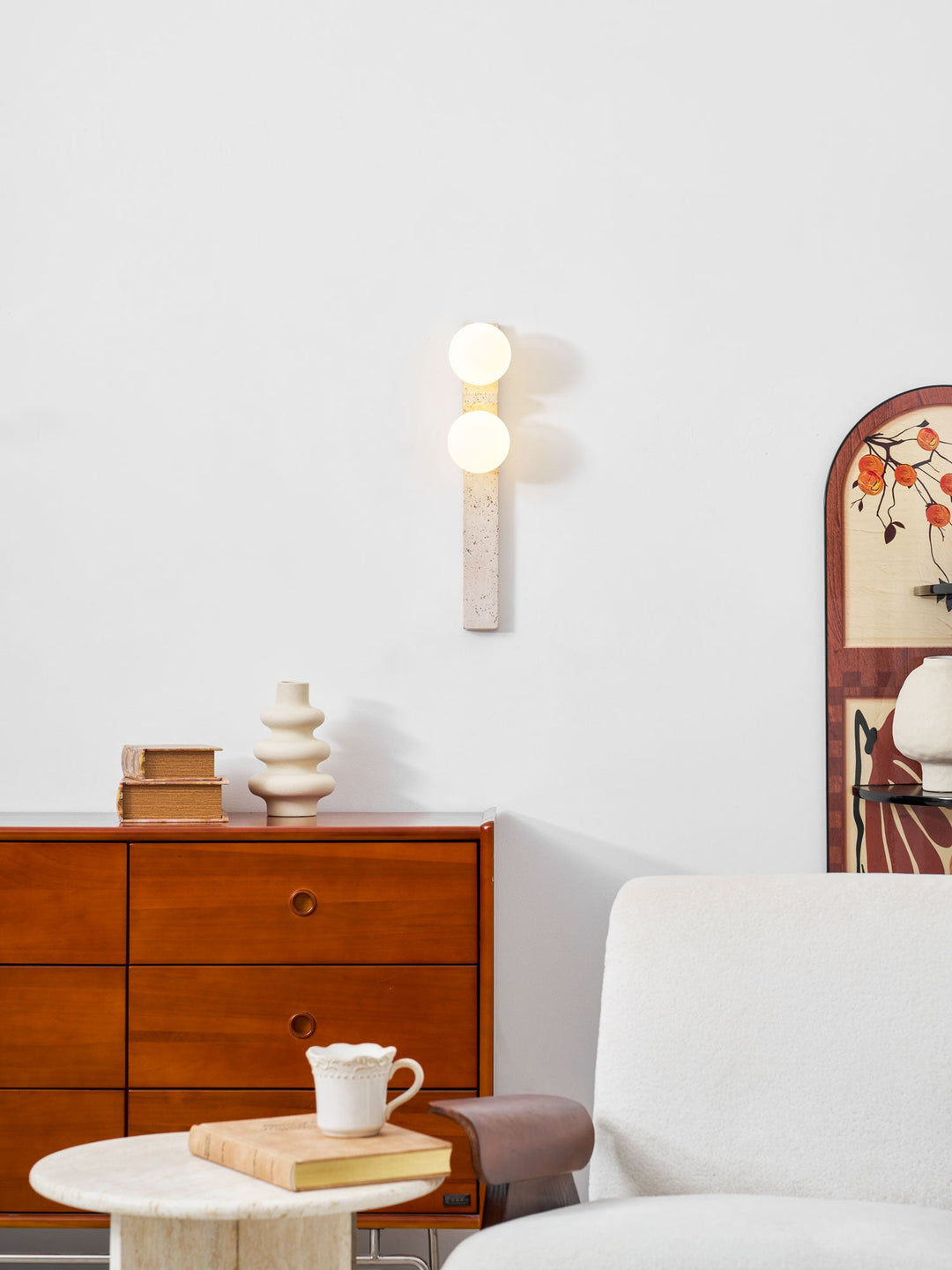 Asymmetrisk Travertin Vägglampa