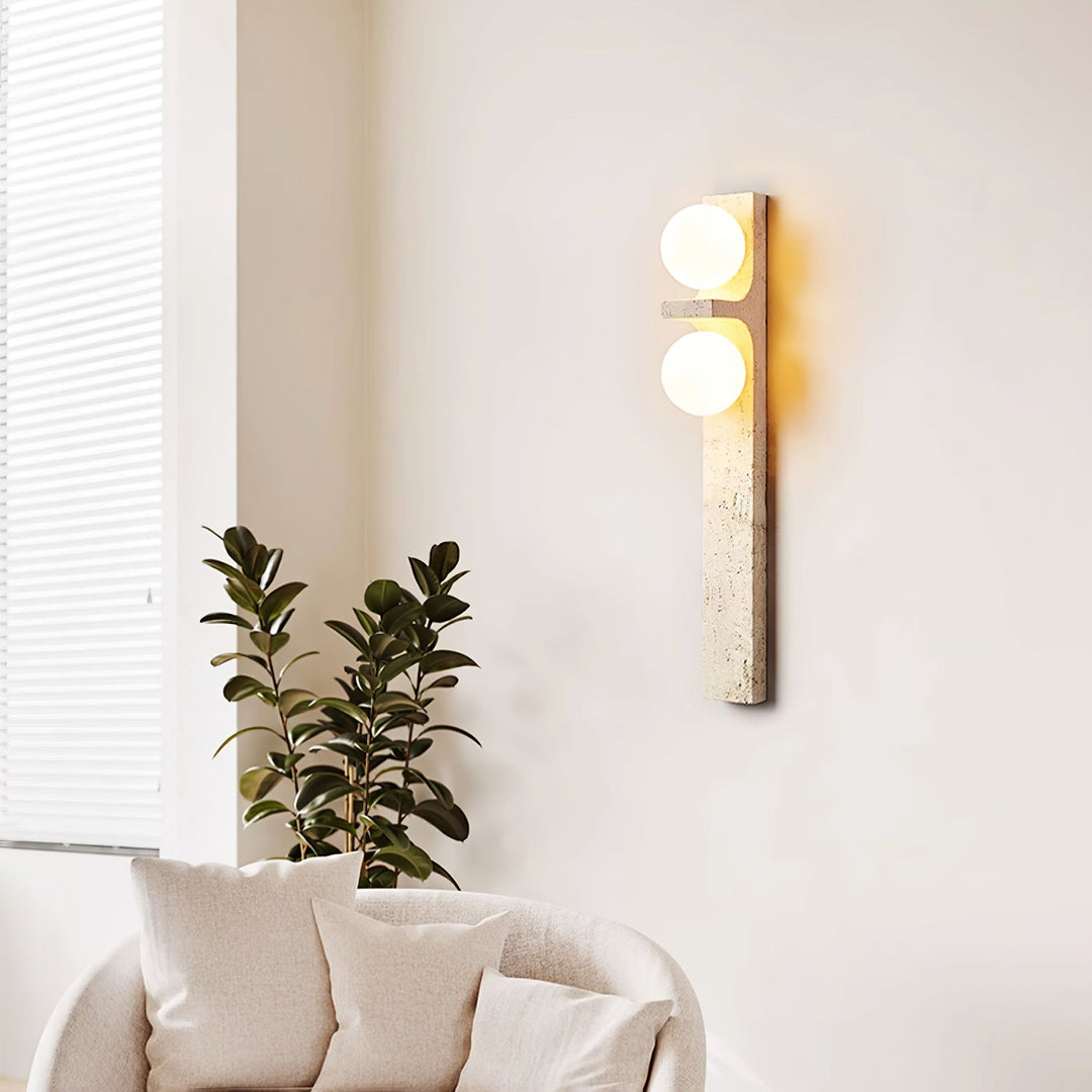 Asymmetrisk Travertin Vägglampa