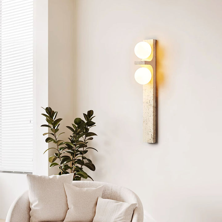 Asymmetrisk Travertin Vägglampa