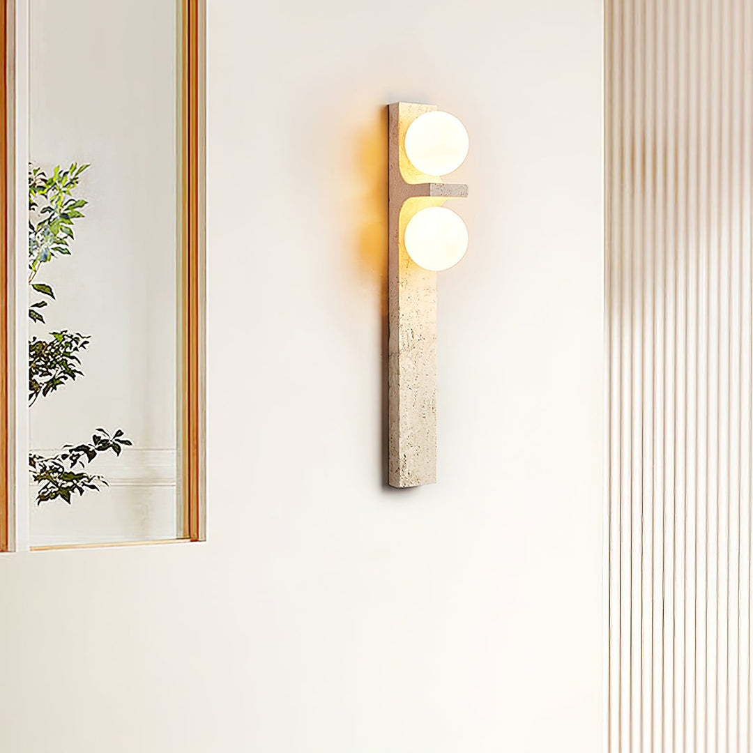 Asymmetrisk Travertin Vägglampa