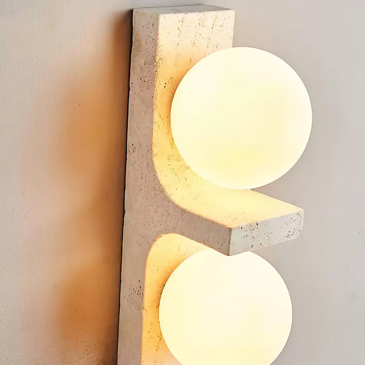 Asymmetrisk Travertin Vägglampa