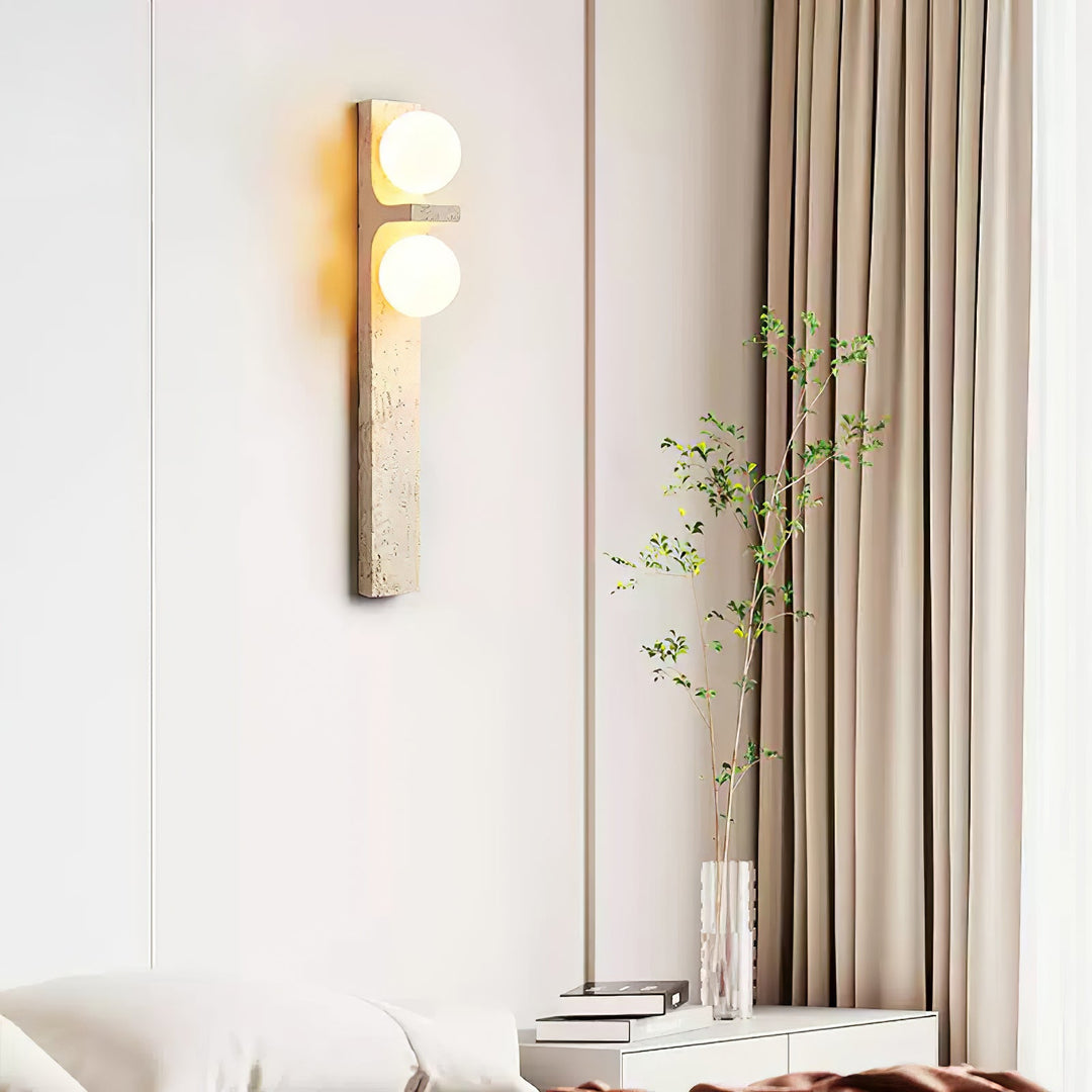 Asymmetrisk Travertin Vägglampa