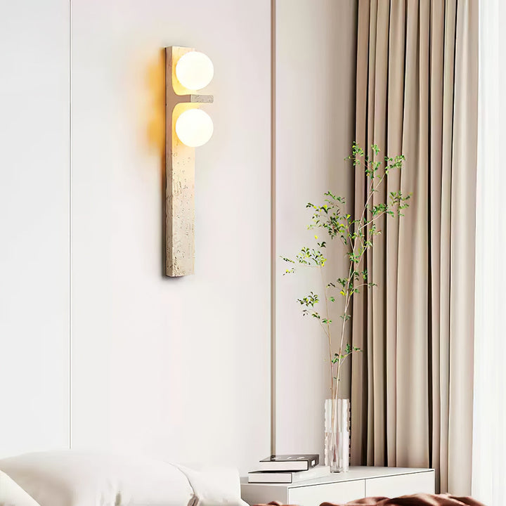 Asymmetrisk Travertin Vägglampa