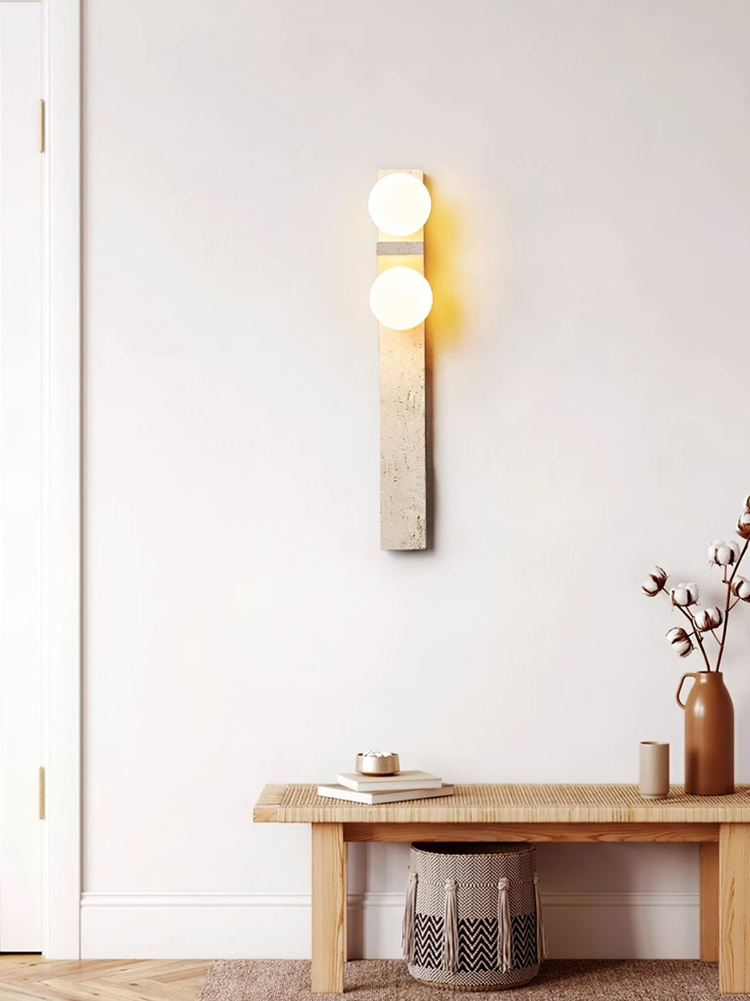 Asymmetrisk Travertin Vägglampa