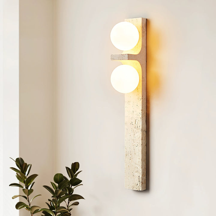 Asymmetrisk Travertin Vägglampa