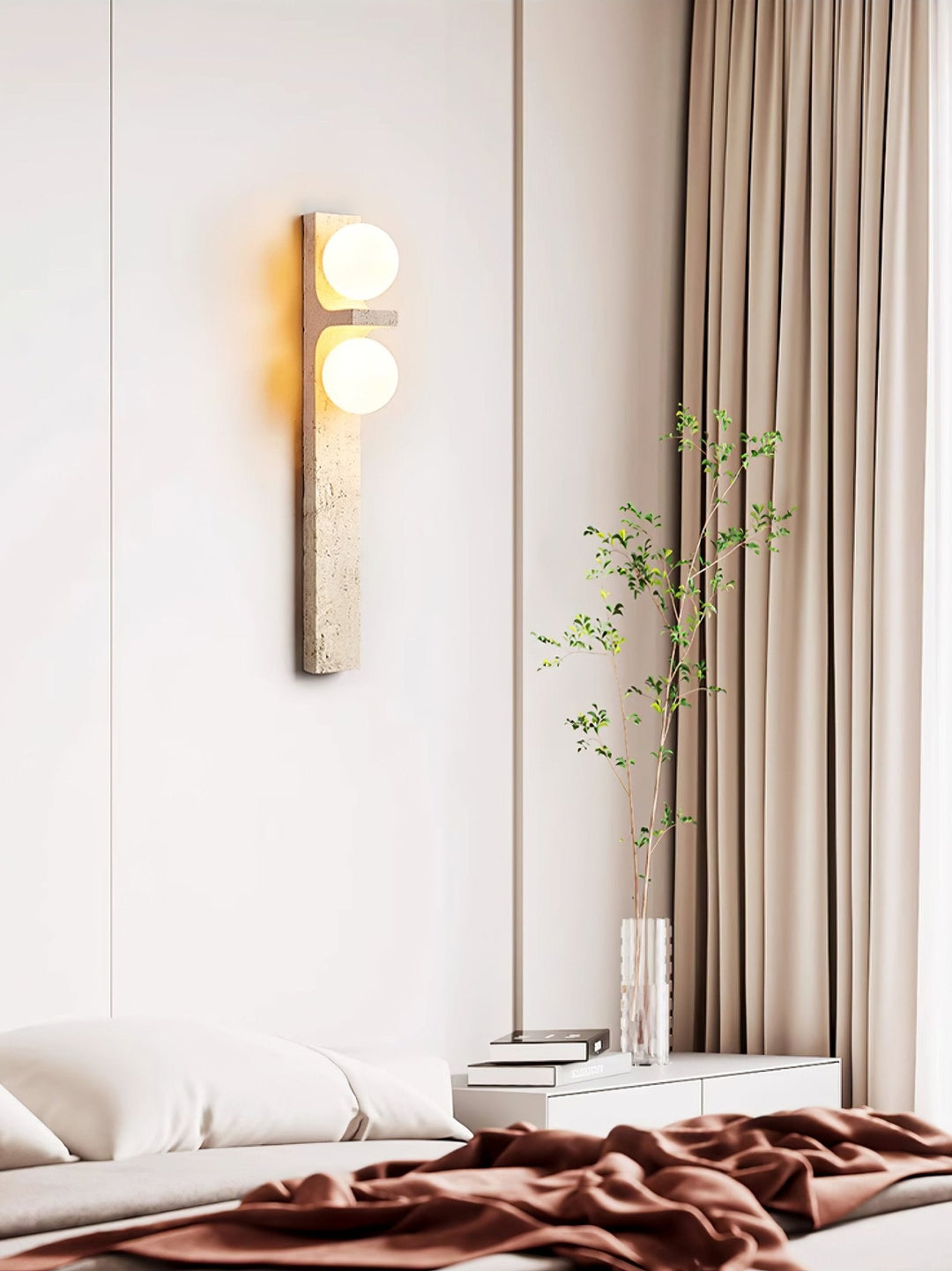 Asymmetrisk Travertin Vägglampa