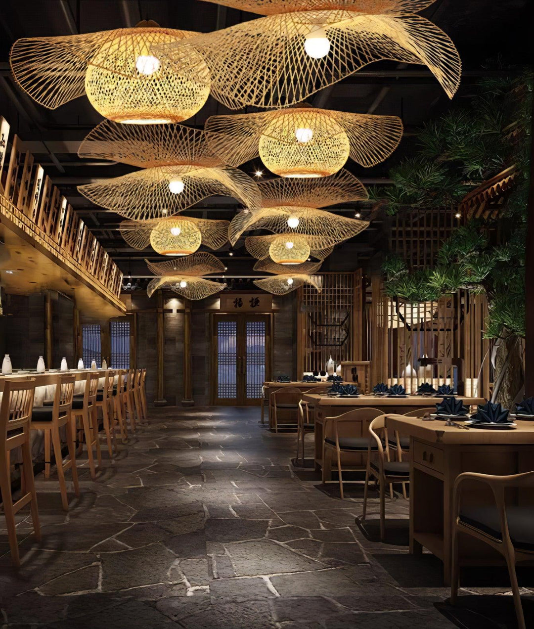 Bambu Ram Hängande Lampa