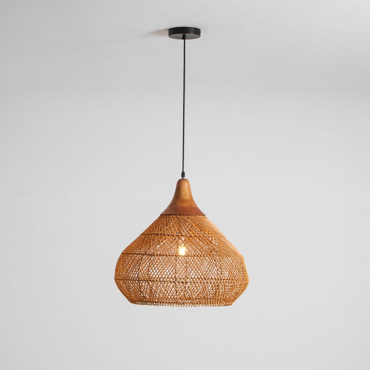 Flätad Rattan Pendellampa