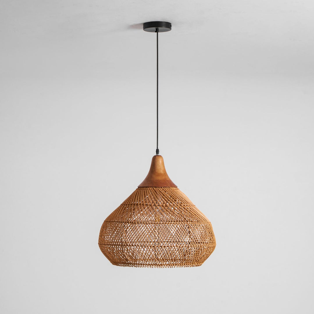 Flätad Rattan Pendellampa