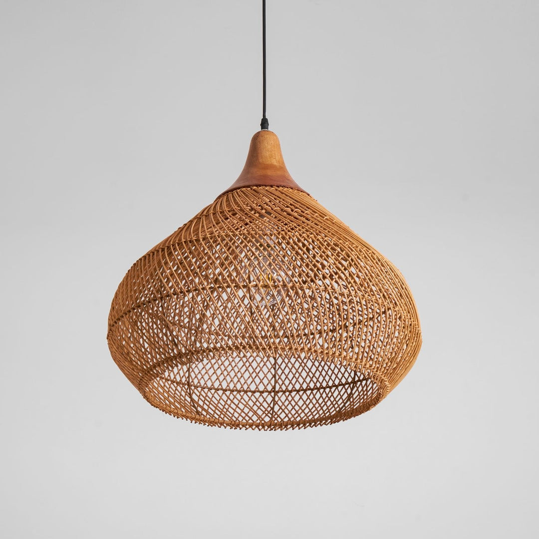 Flätad Rattan Pendellampa