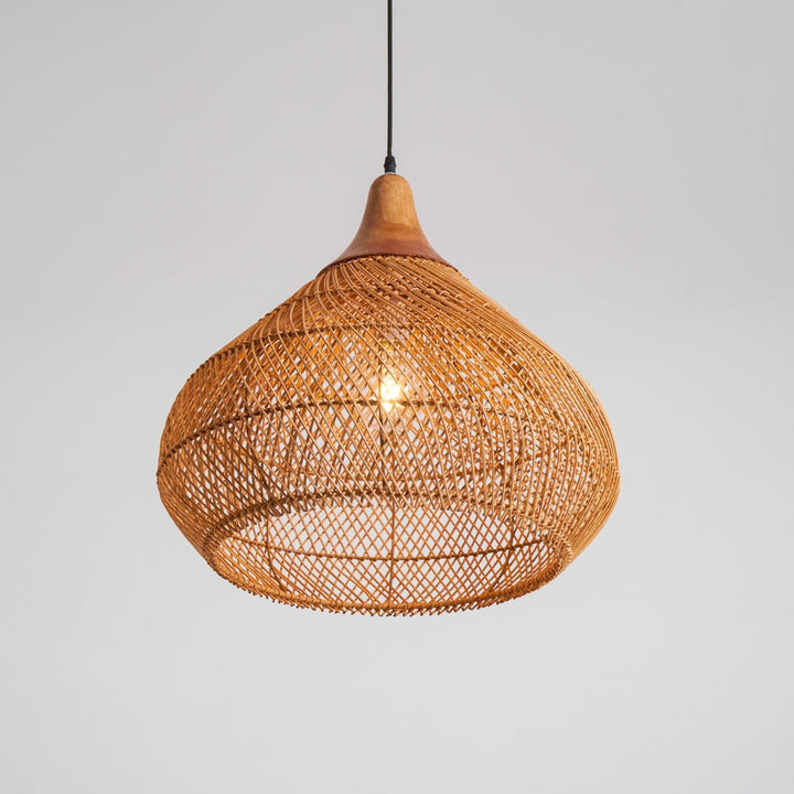 Flätad Rattan Pendellampa