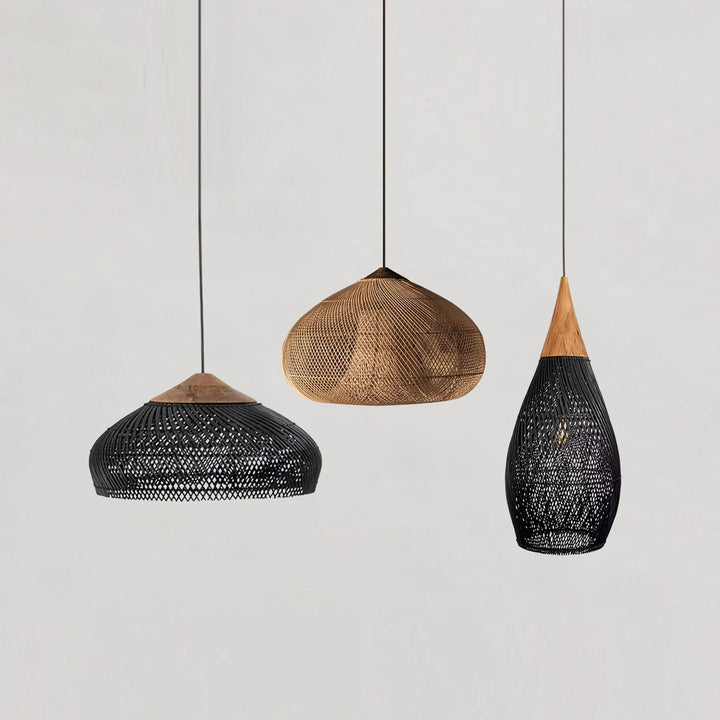 Flätad Rattan Pendellampa