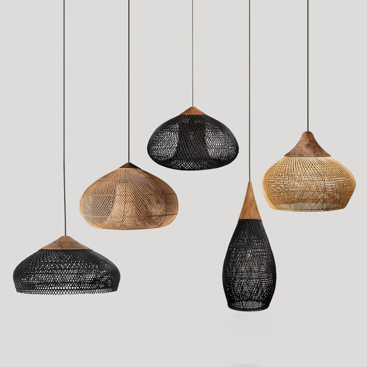 Flätad Rattan Pendellampa