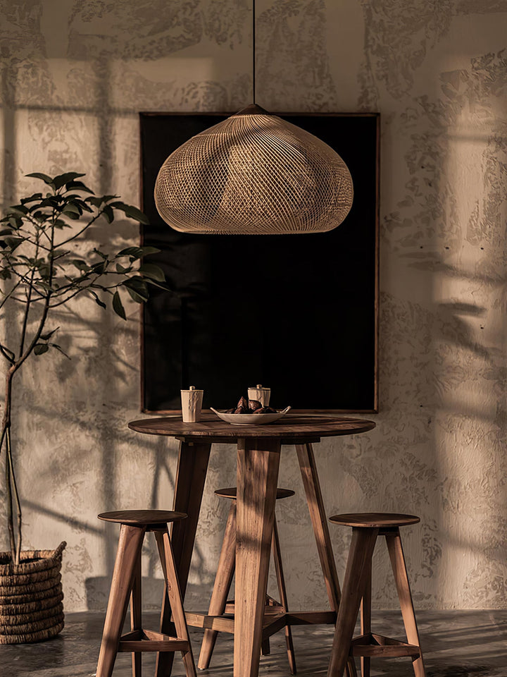 Flätad Rattan Swag Pendellampa