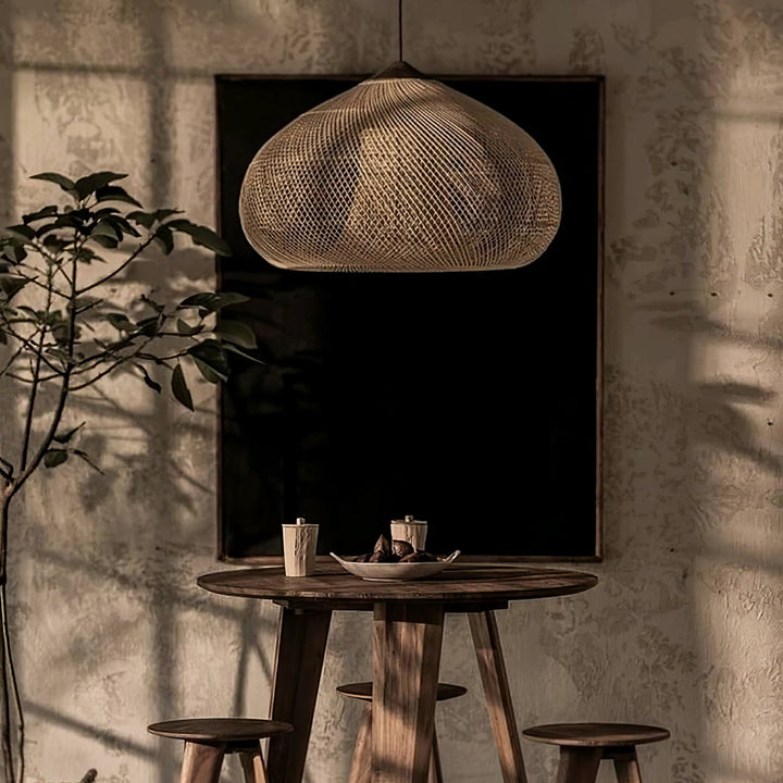 Flätad Rattan Pendellampa